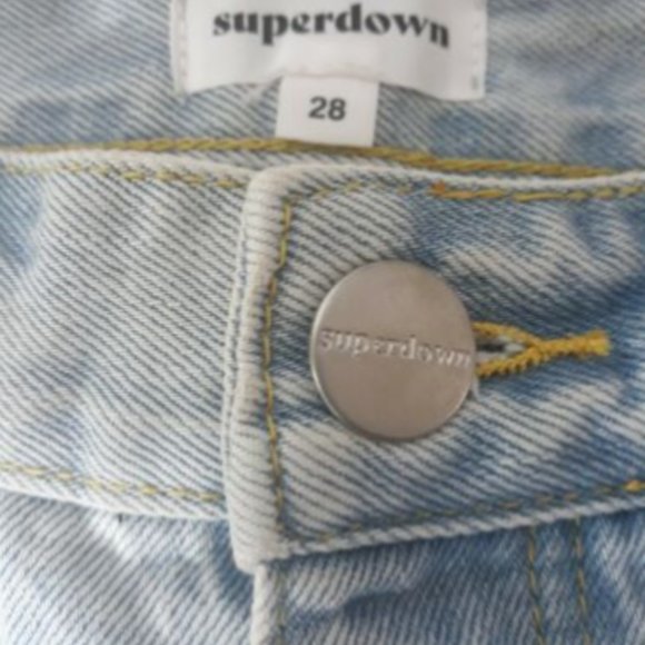 Superdown Scarlett Revolve Denim Jean Shorts Distressed Frayed Ripped Size 28 - Picture 7 of 8
